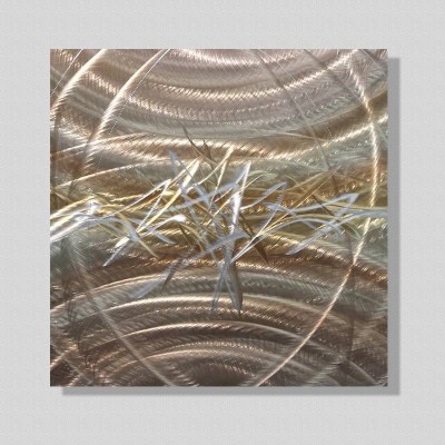 Gold Modern Contemporary Abstract Metal Wall Art Home Decor Accent - Pulsate  753677059344  271989930147